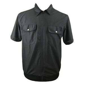 Vtg Haband Mens Size Medium Shirt Full Zip Up Black Pearl Snap Elastic Bottom